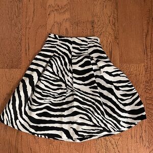 Express Black and White Zebra A-Line Skirt